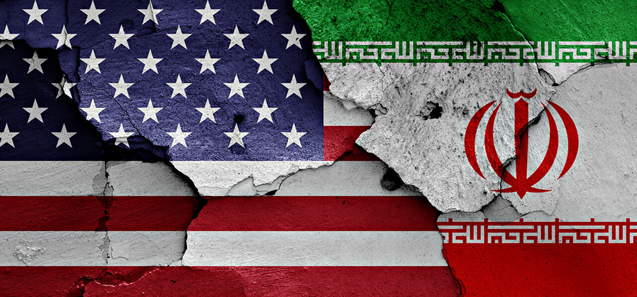 US-Iran broken flag